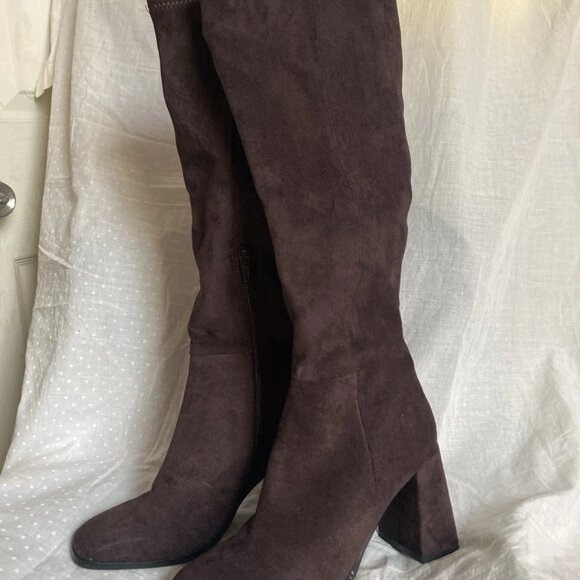 Women’s Steve Madden Brown Livah Knee High Black Zip Up Boots Size 6 Brand New - Picture 2 of 9